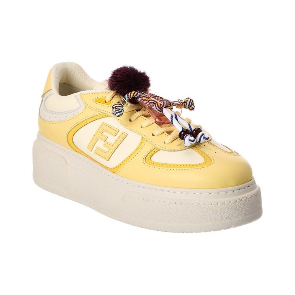 Fendi Match Leather Platform Sneaker, Yellow